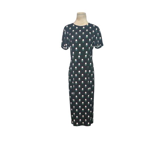 Diane Von Furstenberg silky blue Casmir Dot sheath midi dress size 8 - Picture 10 of 13